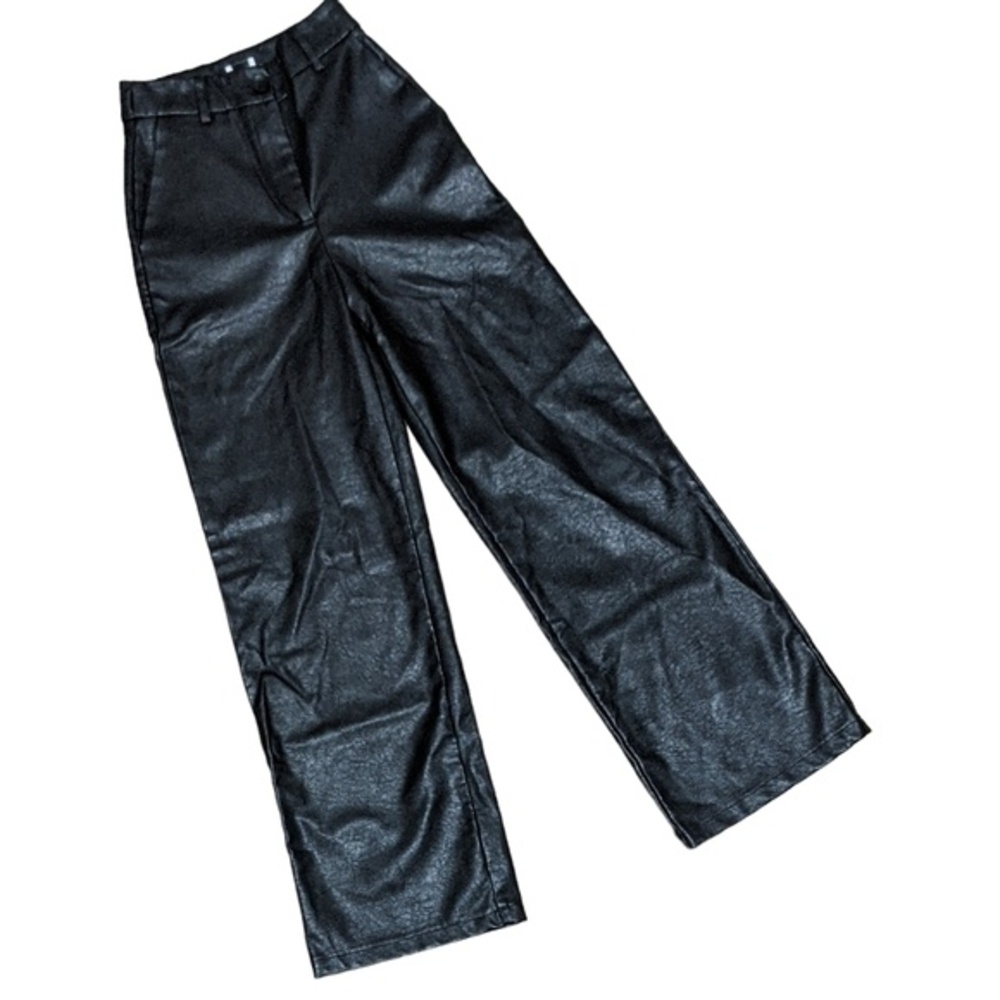 Princess Polly black High waisted vegan leather pants trousers women's size 2